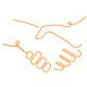 Shaking hands yellow icon.